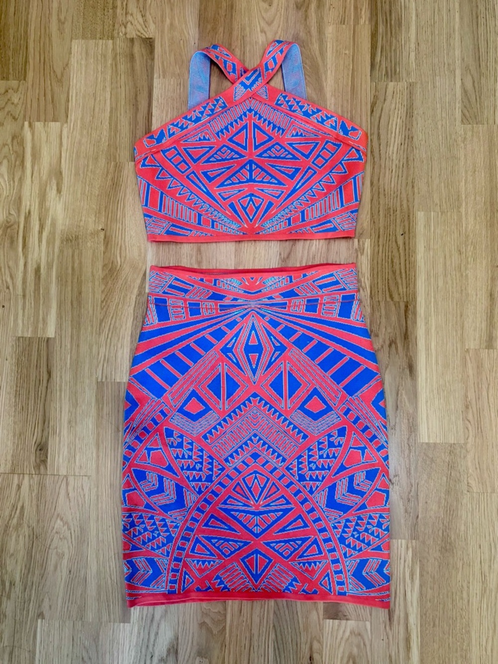 BCBGMaxAzria Orange and Blue Set S/M